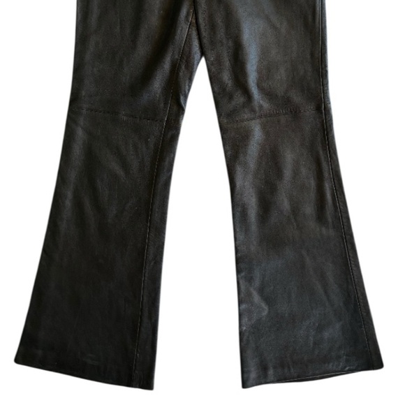 Escada Vintage Leather Pants Bootcut High Waist 90s - Black - Size 4 - Picture 4 of 7